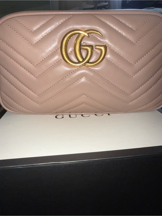 Gucci Handbags - Gucci Blush Chevron Leather Crossbody with Gold Double G